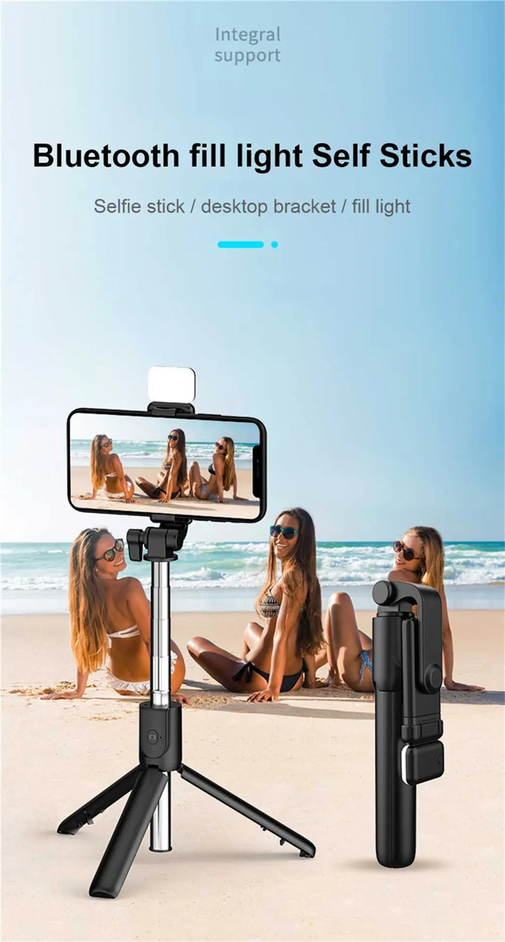 ViralSelfiePro – Palo de Selfie Bluetooth retráctil con luz y control remoto
