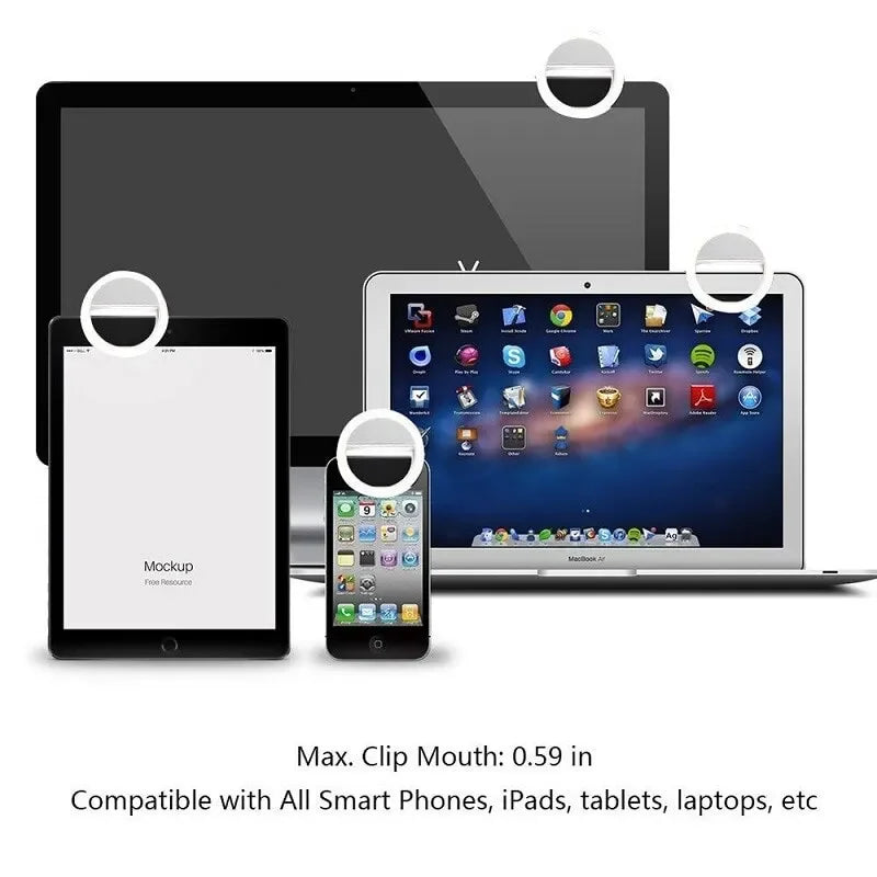 Viral CircleLight – Anillo de Luz LED USB para Selfies y Grabaciones con carga USB. Compatible con iPhone, Samsung, Xiaomi, lente de teléfono móvil
