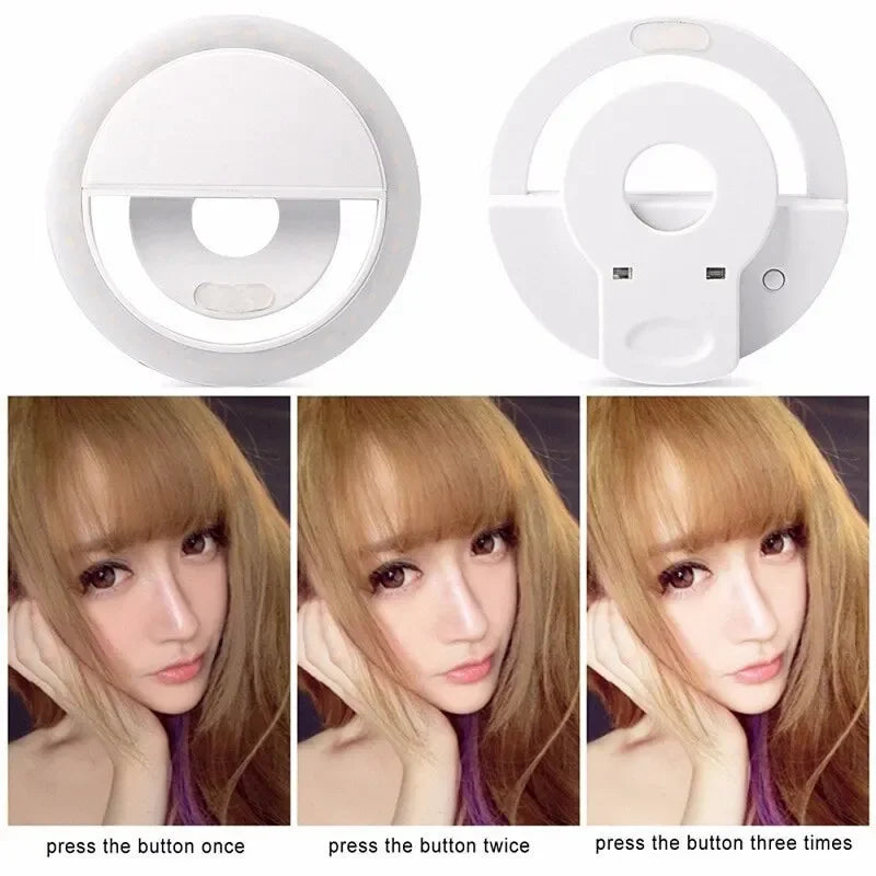 Viral CircleLight – Anillo de Luz LED USB para Selfies y Grabaciones con carga USB. Compatible con iPhone, Samsung, Xiaomi, lente de teléfono móvil