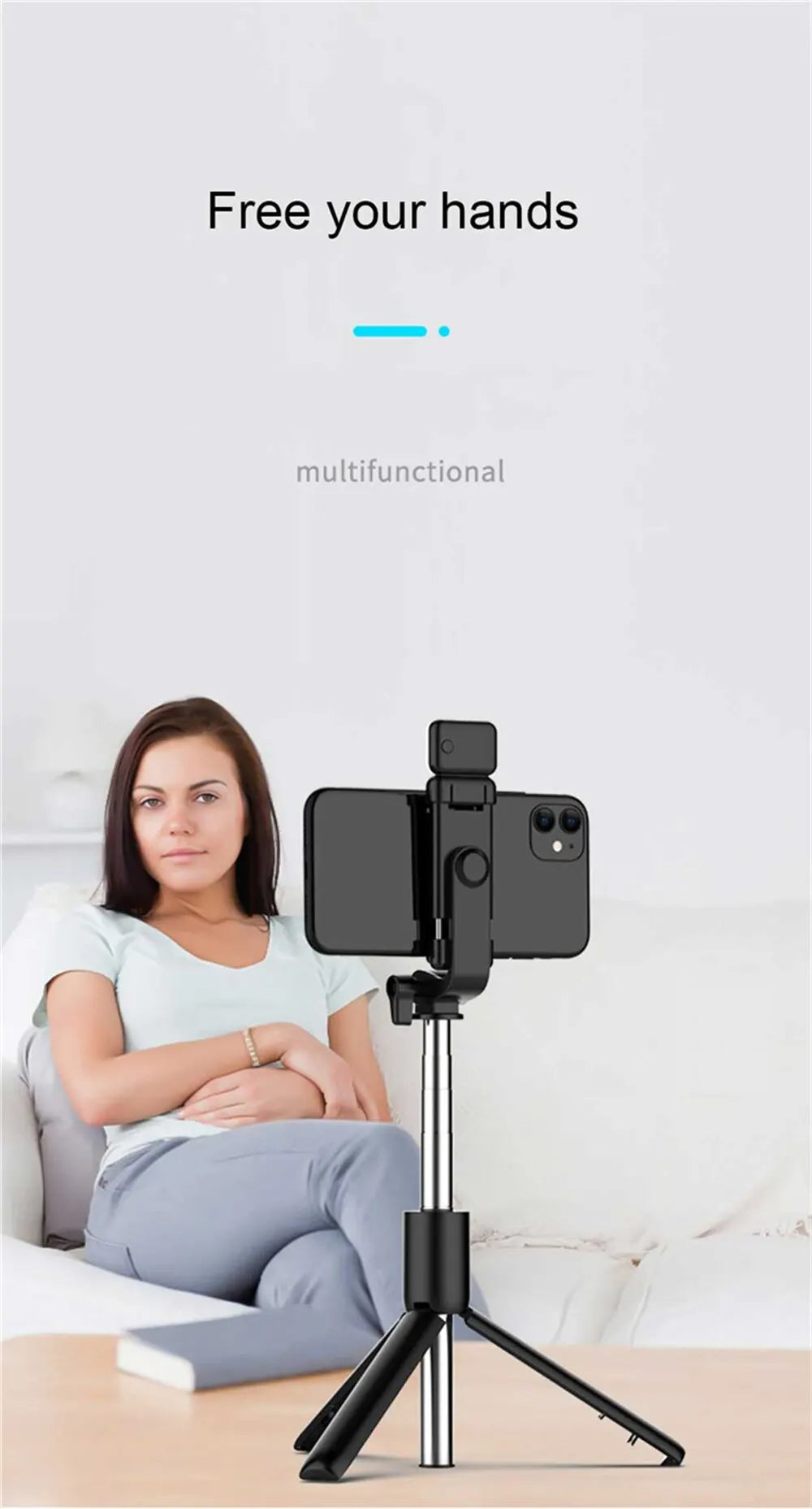 ViralSelfiePro – Palo de Selfie Bluetooth retráctil con luz y control remoto