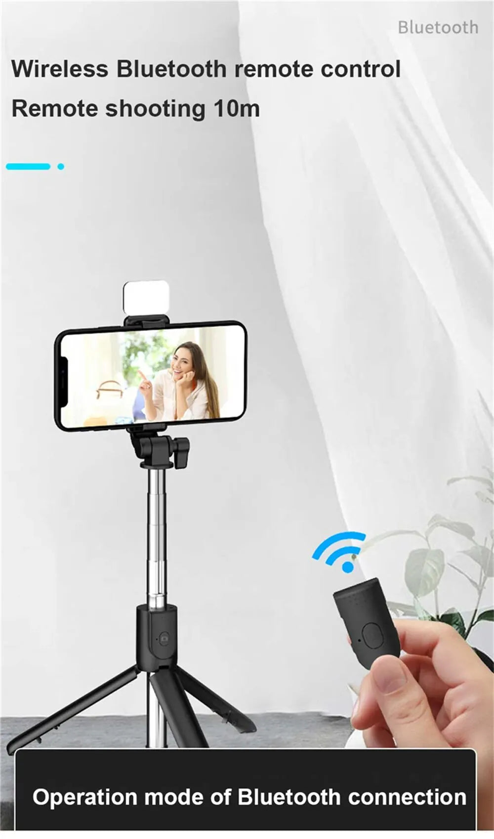 ViralSelfiePro – Palo de Selfie Bluetooth retráctil con luz y control remoto