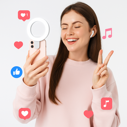 Viral CircleLight – Anillo de Luz LED USB para Selfies y Grabaciones con carga USB. Compatible con iPhone, Samsung, Xiaomi, lente de teléfono móvil